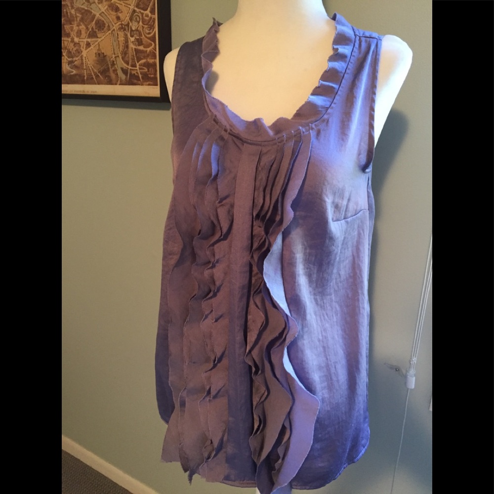 Ann Taylor Loft petite small purple ruffled top